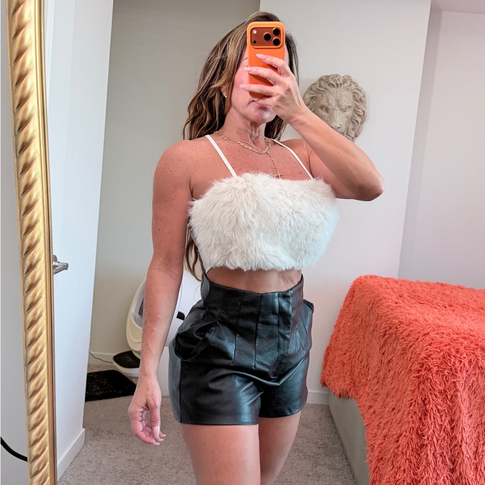 SHEIN White Fuzzy Crop Top